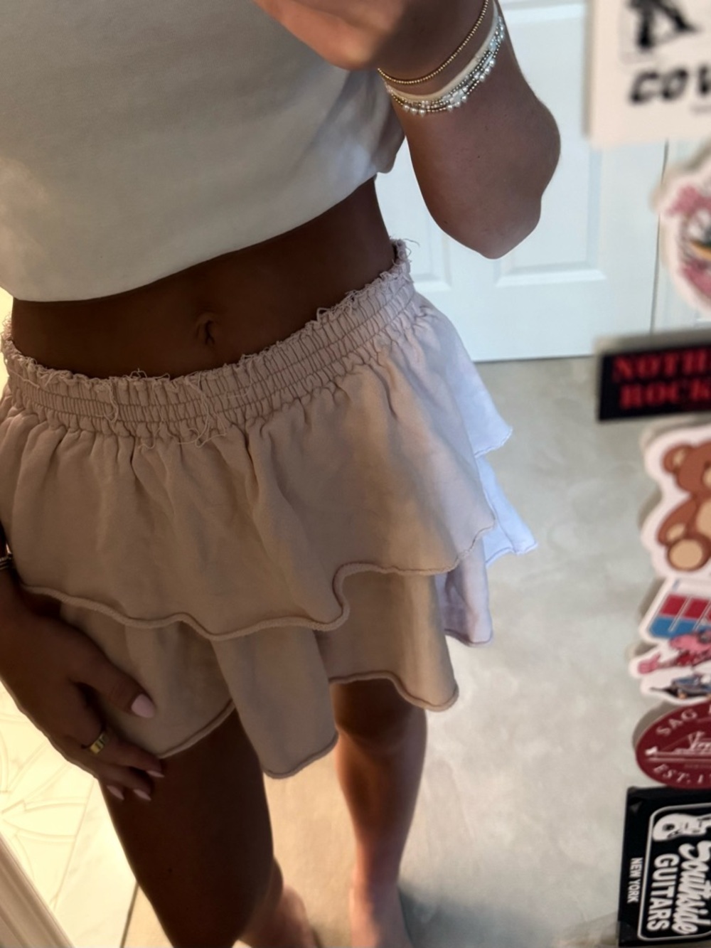 aerie Pale Pink Ruffled Mini Skirt